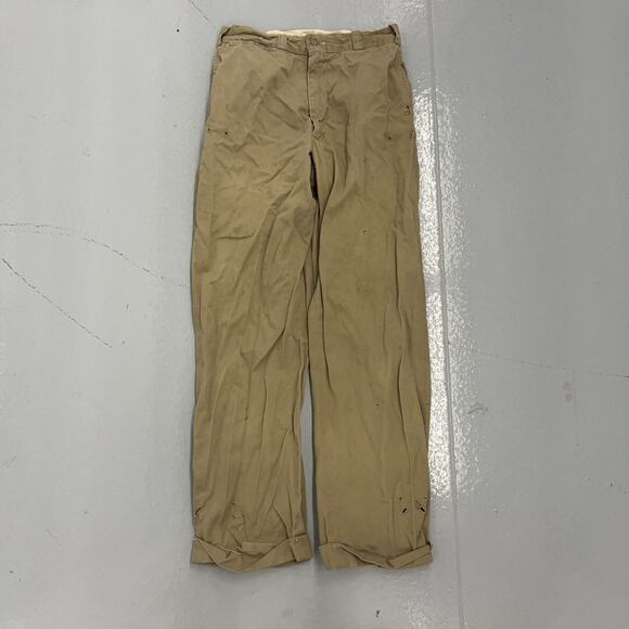 Vintage 50s Tan Sanforized Sail Cloth Workwear Chinos 26x29 - Picture 1 of 6